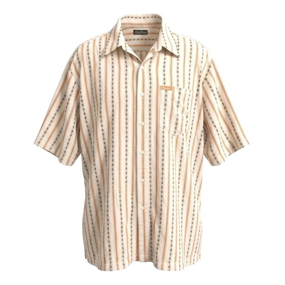 Knockout Jeans Embroidered Striped Shirt Short Sleeve Men Sz 2XL Beige Geometric